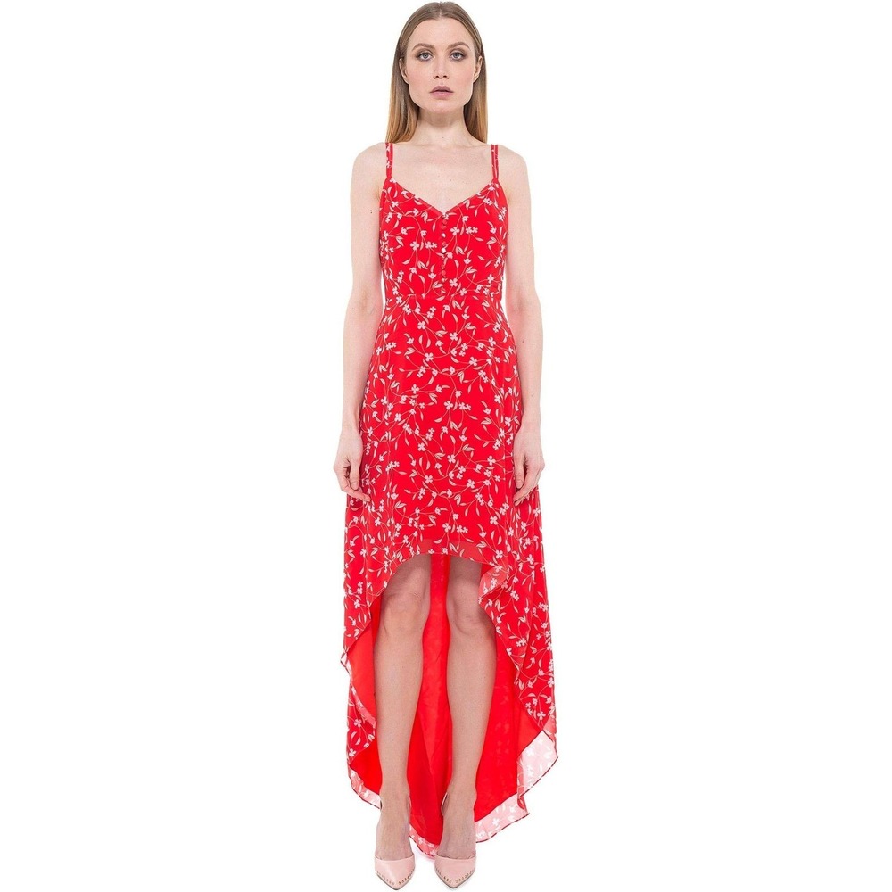Alexia Admor Bailey Sweetheart Sleeveless Floral High-Low Maxi Dress Red Size 10